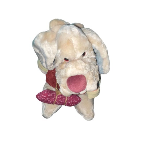 Ganz Bros Wrinkles the Dog Hand Puppet Plush Overalls Puppy 17” w/ Bone VTG‎ 80s - Picture 4 of 13